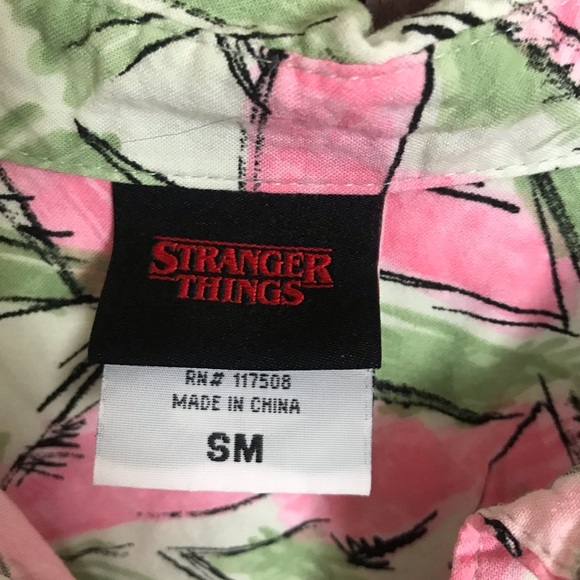Stranger Things Pink Green Print Top size S - Picture 2 of 3